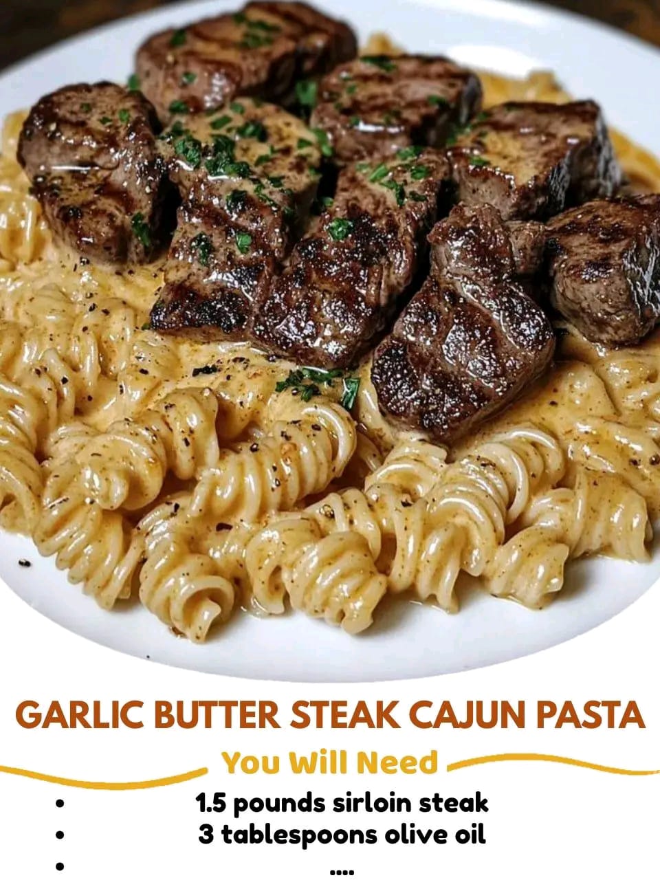 Creamy Garlic Butter Steak Cajun Pasta