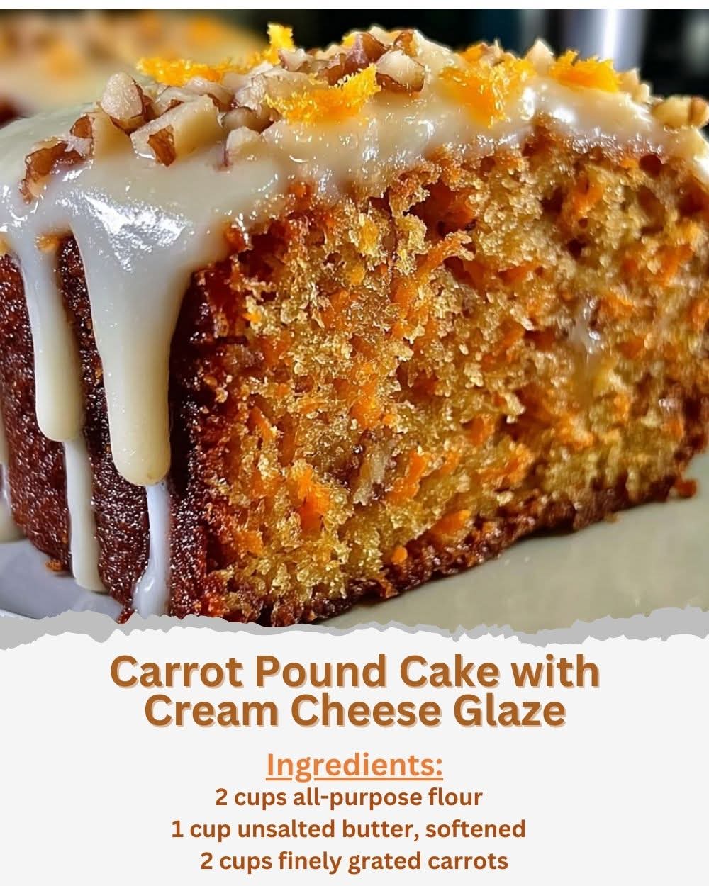 Carrot Pound Cake with Cream Cheese Glaze