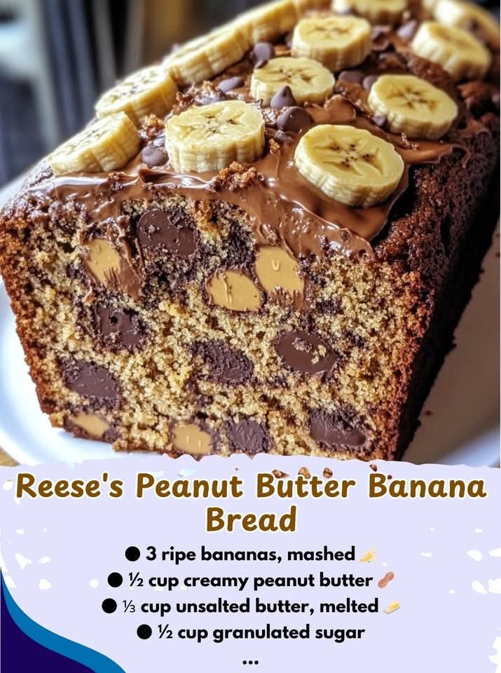 🍌🥜 Reese’s Peanut Butter Banana BreadA Decadent Fusion of Banana, Peanut Butter, and Chocolate